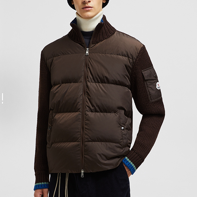moncler cardigan wool cashmere blend zip down jacket
